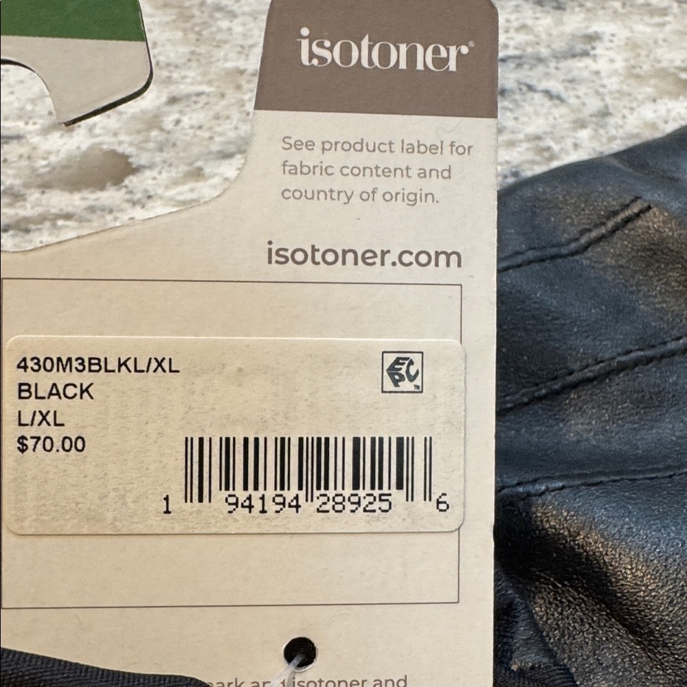 Isotoner Genuine Leather Touchscreen Gloves Black L/XL Warm Lined NWT - Picture 9 of 9